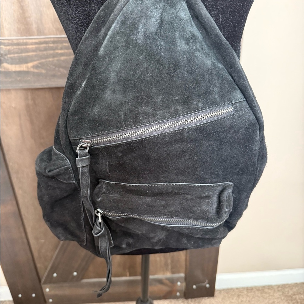 Free People Black Suede Backpack